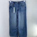 River Island Blue High Waisted Relaxed Straight Leg Jeans, Size UK 6S, RRP £42