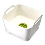 Joseph Joseph Wash & Drain Kitchen Washing Up Bowl with Handles and Draining Plug, 9 Litres, White/Green