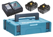 Makita Hurtiglader (DC18RC), to batterier 4,0AH og Makpac koffert type 1