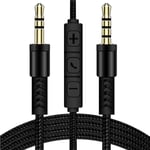 1,2 m 3,5 mm till 3,5 mm Han till Han Stereo Audio Aux-kabel Hörlurssladd med tryckknappsvolymkontroll Mikrofon Black