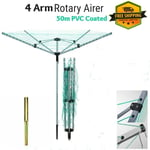 4 Arms Rotary Airer Heavy Duty Washing Clothes Dryer Garden Outdoor 50m