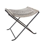 Tabouret Pliant Coton & Métal "Samus" 50cm Gris