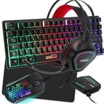 Pack Pro Gamer AMSTRAD LEGENDS 6 delar: tangentbord, mus, matta, hörlurar, omvandlarkompatibel PC/PS4/Xbox one/Switch/PC