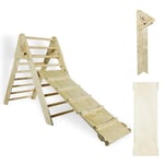 CCLIFE Triangle d'escalade avec Toboggan pour Enfants refermable, Triangle Montessori pour Enfants composé, en Bois Naturel, Cadre d'escalade en Bois Massif, dès 1 an