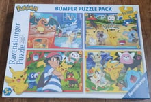 Pokemon Bumper Puzzle Pack 4x 100 Piece Jigsaw Puzzles-Ravensburger Age 5+ NEW