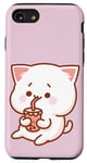 Coque pour iPhone SE (2020) / 7 / 8 Chat mignon style kawaii Boba Tea Funny Japanese Graphic