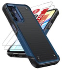 LeYi for Samsung A15 Phone Case, Phone Cover-Samsung Galaxy A 15 4G/5G with 2 Pack Tempered Glass Screen Protectors, Heavy Duty Hard PC Textured Shockproof Back Case Blue