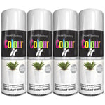 4X Brilliant White Gloss Spray Paint Aerosol Auto Car Lacquer Wood Metal 400ml