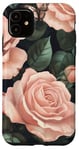 Coque pour iPhone 11 Blush Rose Bloom Dark Garden Design