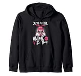 Just a Girl Who Loves Anime and K-Pop Anime Merch Japanese Zip Hoodie