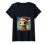 Womens Celebrate the Holidays with a Cheerful Scarecrow V-Neck T-Shirt