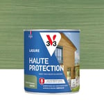 V33 Lasure Bois extérieur Vert provence satin - Haute Protection 8 ans - Haute résistance hydrofuge et anti-UV - Résiste aux variations du bois - Ecolabel, résine d'origine végétale - 0,75L