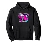 MTV Music Television Retro 80's Neon Zebra Print Splatter Pullover Hoodie