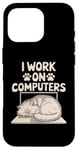 iPhone 16 Pro I Work On Computers Persian Longhair Cat Case