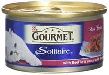 Gourmet Solitaire Tinned Cat Food with Beef 85g, Pack of 12