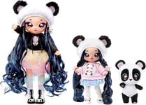 Na Na Na Surprise Family Lot de 3 poupées avec 2 poupées mannequin & 1 animal, jouets pour enfants, Famille Panda avec poupées aux longs cheveux, 12 accessoires & tenues & 1 adorable panda en peluche