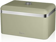 Swan Retro Metal Bread Bin 18 L Kitchen Storage Capacity Stainless Steel - Green