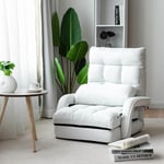 Fauteuil Convertible, Chauffeuse Convertible 1 Place en Tissu Gris avec Oreiller,5 Positions Disponibles Blanc - Costway