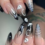 Long Almond Fake Nails Cute Ghost Nail Tips Fashion False Nails  for DIY