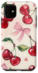 iPhone 11 Cherry & Pink Bow, Coquette, Girl Aesthetic Case