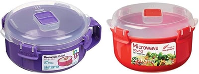 Sistema Klip It Microwave Porridge to Go, 850ml, Assorted Colour & Microwave 915