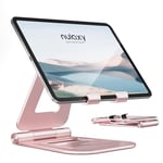 NULAXY Dual Foldable iPad Stand, Fully Adjustable Desktop Tablet Holder, iPad Accessories for Office Kindle Compatible with Mobile Devices iPad Pro/Mini, iPhone Pro/Max/Plus, Nexus, Rose Gold