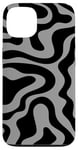 Coque pour iPhone 13 Simple abstrait noir et gris ondulé tourbillon