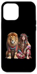 Coque pour iPhone 14 Pro Max T-shirt hippie lion bohème chic Free Spirit bohème hipster