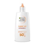 GARNIER Ambre Solaire - Super UV Vitamine C - Fluide Quotidien FPS 50 - Contre les UVA, UVB & UVA Longs - Anti-Taches - Enrichi En Vitamine C &E - Visage - Tous Types de Peaux - 40 ml