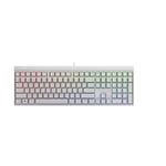 CHERRY MX 2.0S, Clavier de gaming mécanique avec rétro-éclairage RGB, Disposition EU (QWERTY), Conçu en Allemagne, Original MX RED Switches, Blanc