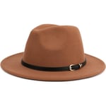 esh Bred Unisex Klassisk Bälte Spänne Fedora Hatt B Kaffe