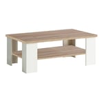 Meubletmoi - Table basse 107 cm blanc mat et 2 plateaux décor bois clair - leane