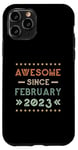 Coque pour iPhone 11 Pro Awesome Since February 2023 Birthday Design