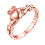 ChicSilver Grande Bague Claddagh Or Rose Argent Femme 64 Bijoux Anneau Bagues Bande Cadeau Anniversaire pour Maman