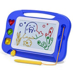 SGILE Tablette à Dessin Magnétique pour Enfants, Ardoise Magique Effaçable et Colorée avec Stylo Magnétique, Tableau Magique avec Trois Tampons, Jouet de Voyage, Cadeau d'anniversaire, Bleu