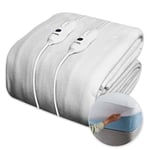 King Size Electric Heated Blanket 203x152cm Luxury Soft Polyester,