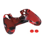 &eacute;Tui En Silicone Antid&eacute;Rapant Avec 1 Paire De Poign&eacute;Es De Pouce Pour Manette Ps4 (Camouflage Rouge Pour Poign&eacute;Es De Pouce En Silicone Ps4)