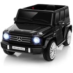 Voiture électrique sous licence mercedes-benz g500 pour enfants batterie 12v télécommande 3 vitesses klaxon musique lumières led pour +3 ans noir