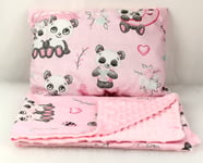 2 pc blanket set for cradle bedside crib pram wooden crib pink pandas dimple