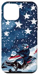 Coque pour iPhone 12 mini Bleu Pop Art Imprimé Animal Drapeau USA Motoneige