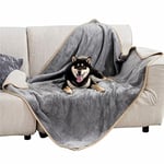 Lesure Couverture Imperméable pour Ghiens Grande Taille - 100x120cm Couverture pour Chiens Lavable, Protection de Canapé pour Chiens en Polaire Sherpa, Couverture pour Chats Douce et Moelleuse, Gris