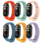 CHANRASI 6 pièces bracelet compatible avec Xiaomi Mi Band 9,réglable en silicone Sport Loop bandes de remplacement pour Xiaomi Mi Band 8