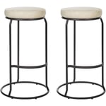 Lot de 2 Tabourets de Bar Chaise d'Ilot de Cuisine en Cuir PU Beige Clair Milroy