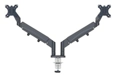 Leitz Ergo - Bras pour Écran PC, Support Double pour 2 Écrans jusqu'à 32", Libère de l'espace sur Votre Bureau, Coloris Gris, 65370089