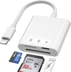 SD Card Reader for iPhone iPad, 3 in 1 Memory 3 Slot-B 