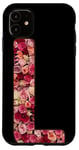 Coque pour iPhone 11 Lettre L, motif floral rose