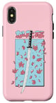 Coque pour iPhone X/XS Katana Samurai Rose Fleur de Cerisier Sakura Japon Pastel Anime