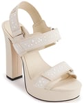 KARL LAGERFELD Women's Alessia Pearl Slingback Platform Sandal Ankle Boot, Warm Mist/White, 5 UK