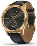 Garmin Watch Vivomove Luxe Gold PVD Black Embossed Leather