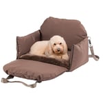 Ferplast Sac Transport Chien, avec Bandoulière et Poignées, Coussin Réversible, Fixation au Siège et Mousqueton Magnétique, 52×46xh 35 cm, Cruiser Sac pour Chien, Transport Chien en Voiture, Marron